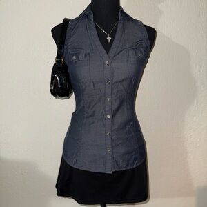 Express Women's Dark Blue Button Down Shirt
